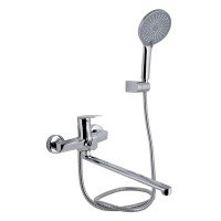 Смеситель для ванны Qtap Stenava New с поворотным изливом (c душевым гарнитуром) QTSTE2601CRM45536 Chrome