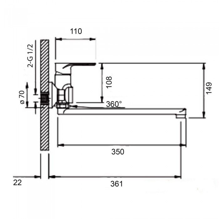 Смеситель для ванны Qtap Jay с длинным поворотным изливом (c душевым гарнитуром) QTJAY2601CRW45552 Chrome/White