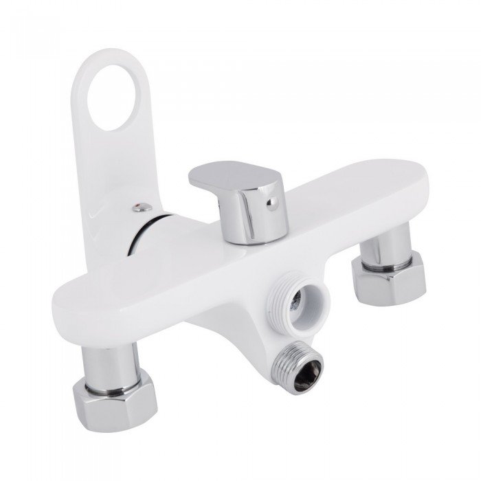 Смеситель для ванны Qtap Jay с длинным поворотным изливом (c душевым гарнитуром) QTJAY2601CRW45552 Chrome/White