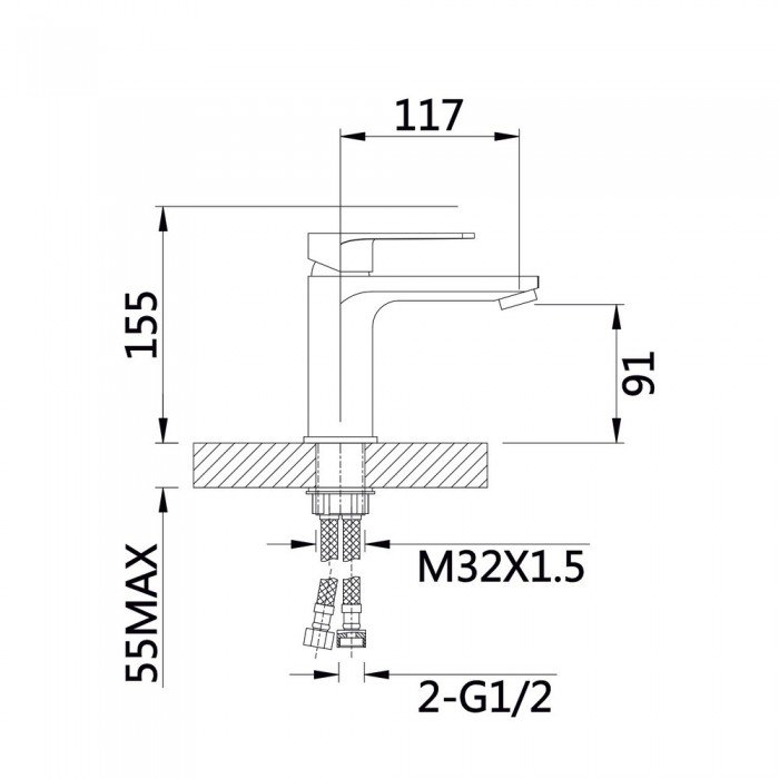 Змішувач для раковини Qtap Aries QTARI270CRM45557 Chrome