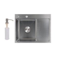 Мойка для кухни интегрированная Lidz Handmade H6350R крыло справа (LDH6350BRUR45587) Brushed Steel 3,0/1,0 мм