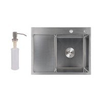 Мийка для кухні інтегрована Lidz Handmade H6350L крило ліворуч (LDH6350BRUL45588) Brushed Steel 3,0/1,0 мм