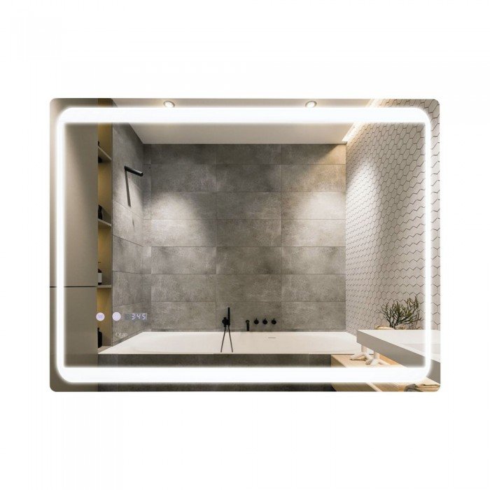 Зеркало Qtap Mideya 800х600 с LED-подсветкой Touch, с антизапотеванием, с часами, диммером QT2078NCF8060W