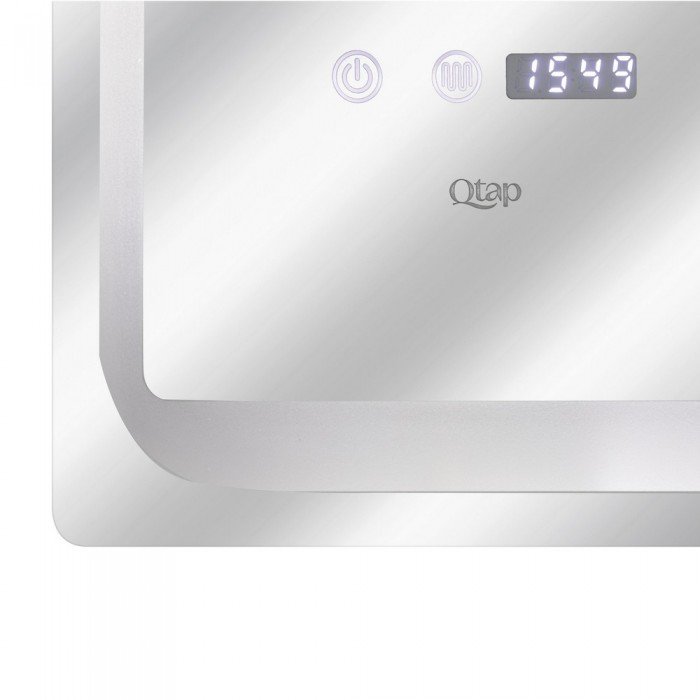 Зеркало Qtap Mideya 800х600 с LED-подсветкой Touch, с антизапотеванием, с часами, диммером QT2078NCF8060W