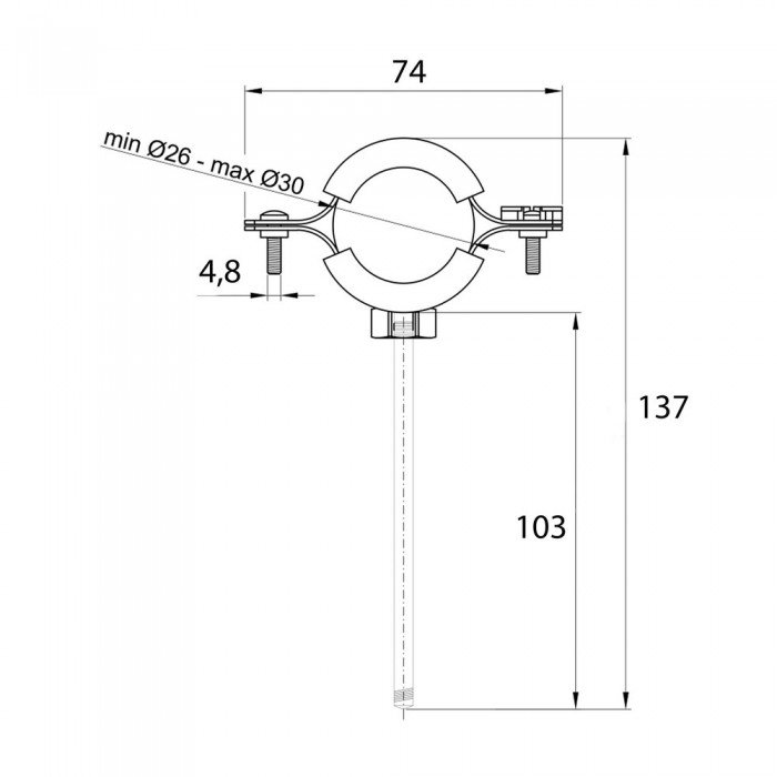 Хомут Thermo Alliance Standart 3/4" с черной резиной (D26-30 мм) SD10020B