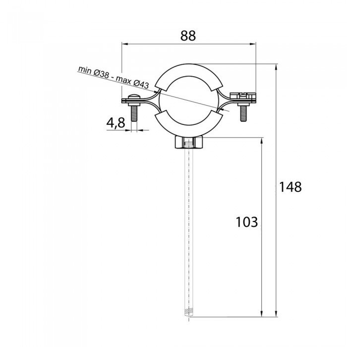 Хомут Thermo Alliance Standart 1 1/4" с черной резиной (D38-43 мм) SD10032B