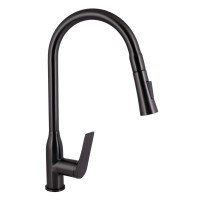 Смеситель для кухни Qtap Vlasta New с выдвижным изливом QTVLA344GMB45647 Gunmetal Black PVD