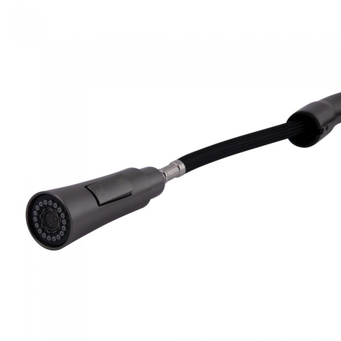 Змішувач для кухні Qtap Vlasta New з висувним виливом QTVLA344GMB45647 Gunmetal Black PVD