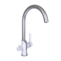 Змішувач для кухні Qtap Grand з підключенням для питної води QTGRA362CRW45668 Chrome/White