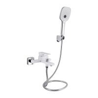 Смеситель для ванны Qtap Gemini (c душевым гарнитуром) QTGEM259CRW45683 Chrome/White Смеситель для ванны Qtap Gemini (c душевым гарнитуром) QTGEM259CRW45683 Chrome/White
