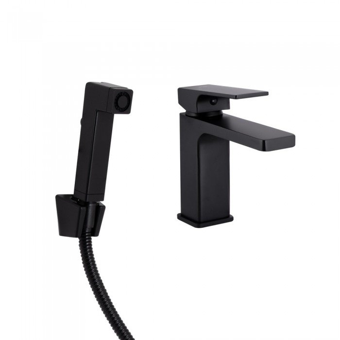 Смеситель для раковины Qtap Gemini (с гигиеническим душем) QTGEM272BLM45690 Black Matt Смеситель для раковины Qtap Gemini (с гигиеническим душем) QTGEM272BLM45690 Black Matt