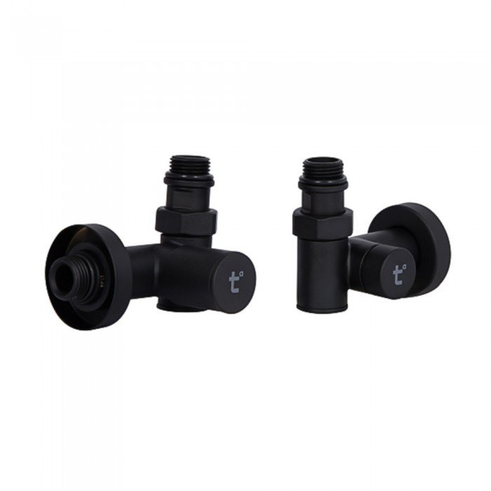 Комплект кранов Thermo Alliance Standart 1/2" черный, для полотенцесушителя угловой SF395W15HEB