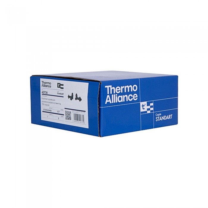 Комплект кранов Thermo Alliance Standart 1/2" черный, для полотенцесушителя угловой SF395W15HEB