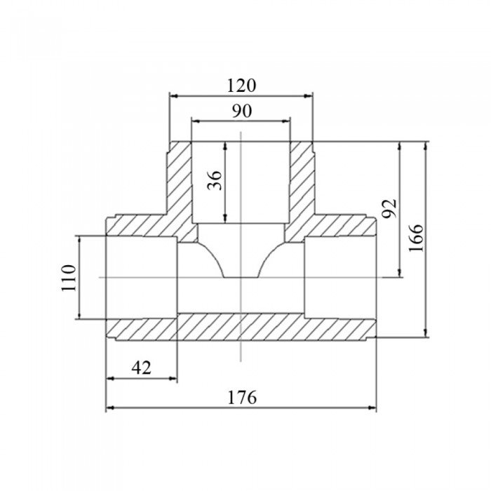 Тройник PPR Blue Ocean 110х90х110 редукционный