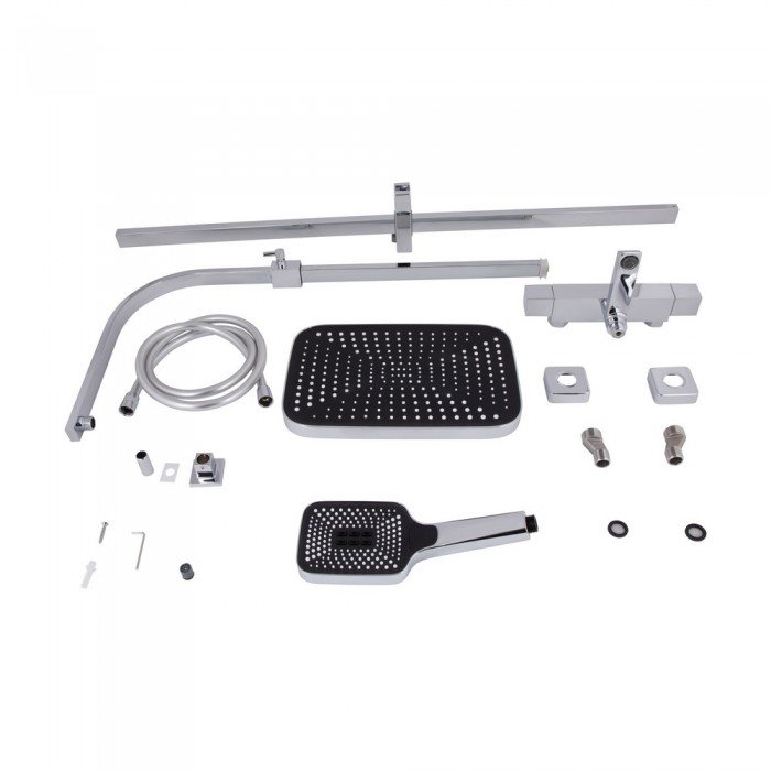 Душевая система универсальная Qtap Swan Cascada термостатическая на три потребителя (с изливом) QTSWA112CRM45902 Chrome