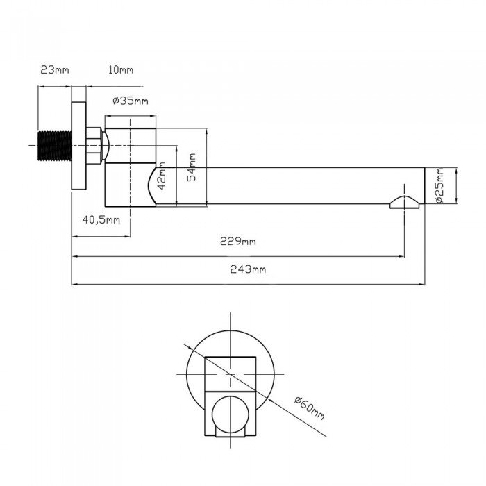 Вилив для систем прихованого монтажу Qtap Vytok 240 мм округлий QTVYT246BLM45935 Black Matt