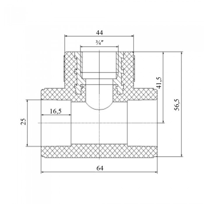 Тройник PPR Blue Ocean 25х3/4"х25 ВР