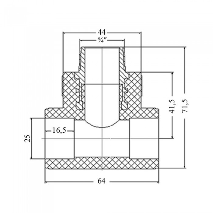Тройник PPR Blue Ocean 25х3/4"х25 НР