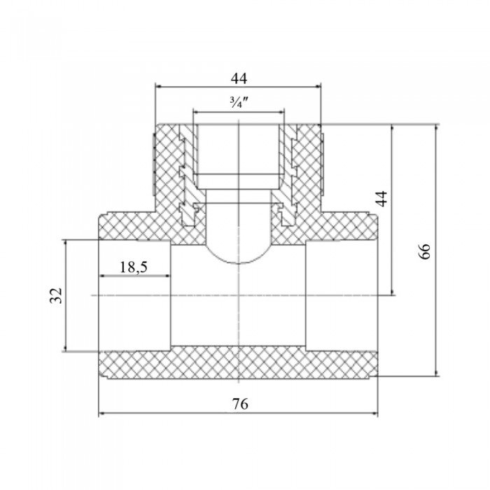 Тройник PPR Blue Ocean 32х3/4"х32 ВР