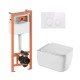 Готовое решение Qtap для ванной комнаты: подвесной унитаз Gemini Ultra Quiet 530х365х373 + комплект инсталляции Nest 4 в 1 (круглая клавиша White)