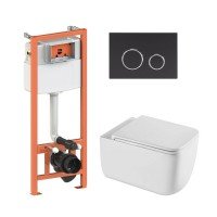 Готове рішення Qtap для ванної кімнати: підвісний унітаз Gemini Ultra Quiet 530х365х373 + комплект інсталяції Nest 4 в 1 (кругла клавіша Black mat) Готове рішення Qtap для ванної кімнати: підвісний унітаз Gemini Ultra Quiet 530х365х373 + комплект інсталяції Nest 4 в 1 (кругла клавіша Black mat)