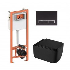 Готовое решение Qtap для ванной комнаты: подвесной унитаз Gemini Ultra Quiet + комплект инсталляции Nest 4 в 1 (линейная клавиша Black mate) Готовое решение Qtap для ванной комнаты: подвесной унитаз Gemini Ultra Quiet + комплект инсталляции Nest 4 в 1 (линейная клавиша Black mate)