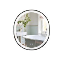 Зеркало Qtap Gemini 800х700 с LED-подсветкой Touch, с антизапотеванием, с диммером, рег. темп. цвета (3000-6500K) Reverse QT2578R8072B