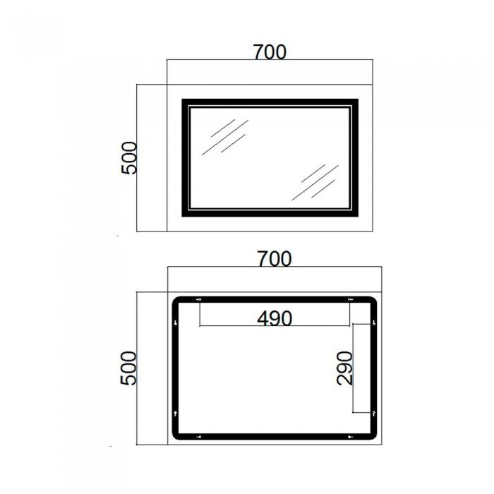 Зеркало Qtap Cardinal (CA1) 700х500 с LED-подсветкой Touch, с антизапотеванием, с диммером, рег. темп. цвета (3000-6500K) QT0478C5070