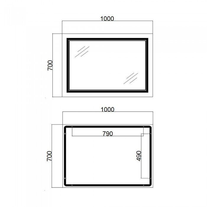 Зеркало Qtap Cardinal 1000х700 с LED-подсветкой Touch, с антизапотеванием, с диммером, рег. темп. цвета (3000-6500K) QT0478C10070