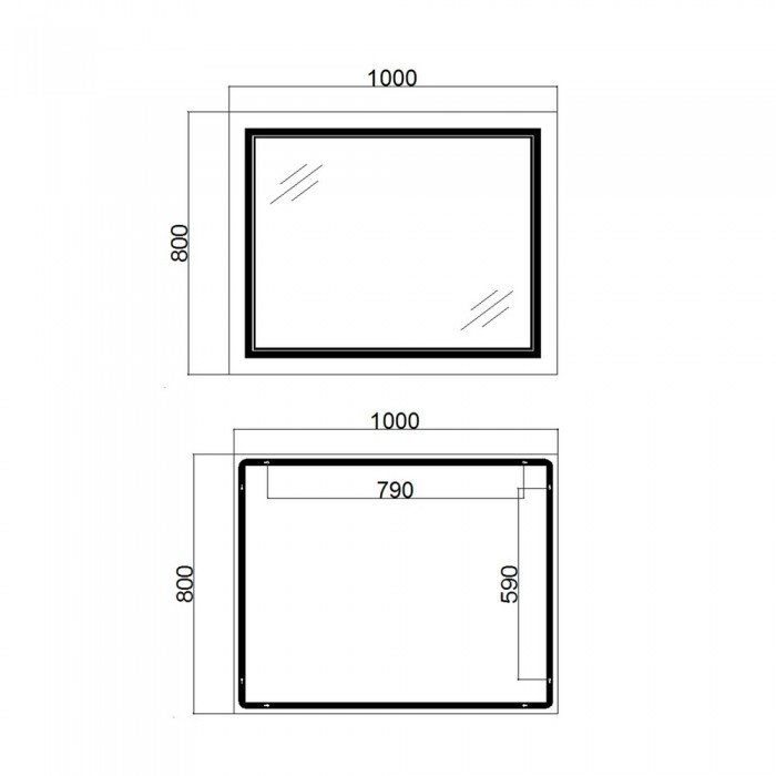 Зеркало Qtap Cardinal (CA1) 1000х800 с LED-подсветкой Touch, с антизапотеванием, с диммером, рег. темп. цвета (3000-6500K) QT0478C10080