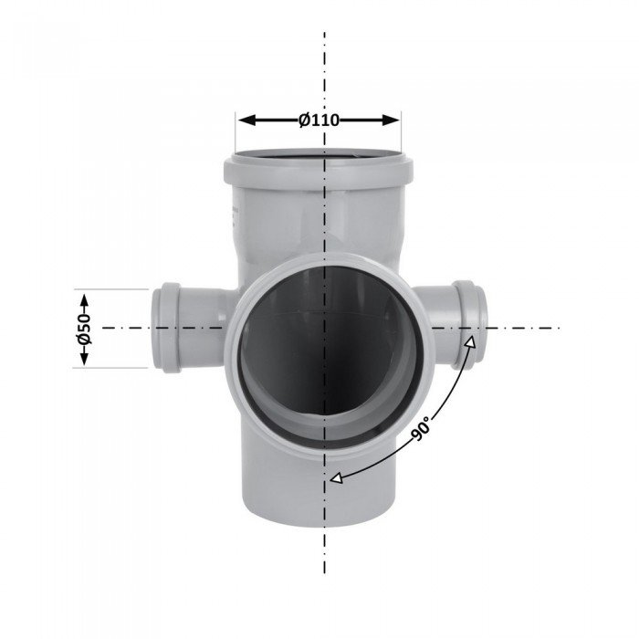 Хрестовина каналізаційна TA Sewage 110х50 90°