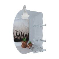 Зеркало Lidz Sofi 140.07.05 480х675х100 настенное с 3-мя полками ассиметичное, со светильником LD78SO4867