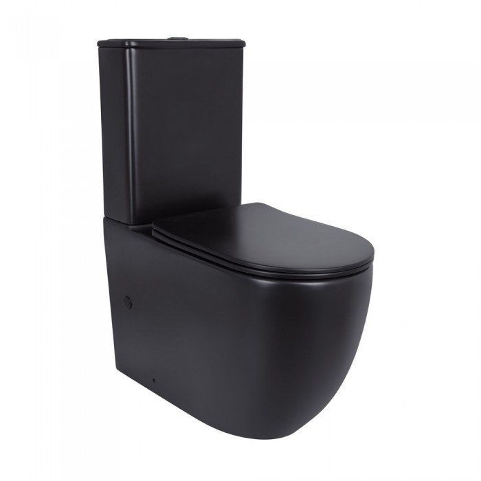 Унітаз підлоговий Qtap Robin Ultra Quiet безобідковий з сидінням Soft-close MATT BLACK QT13226083AMB Унітаз підлоговий Qtap Robin Ultra Quiet безобідковий з сидінням Soft-close MATT BLACK QT13226083AMB