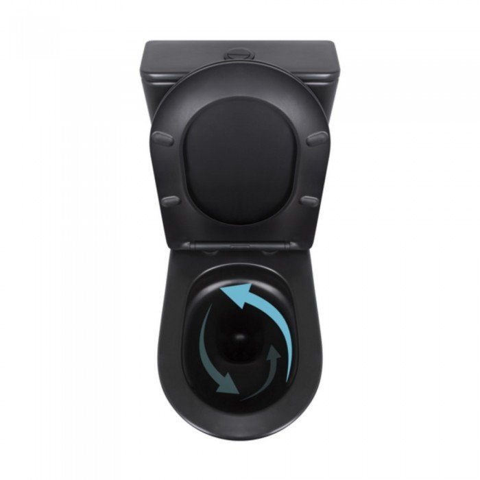 Унітаз підлоговий Qtap Robin Ultra Quiet безобідковий з сидінням Soft-close MATT BLACK QT13226083AMB Унітаз підлоговий Qtap Robin Ultra Quiet безобідковий з сидінням Soft-close MATT BLACK QT13226083AMB