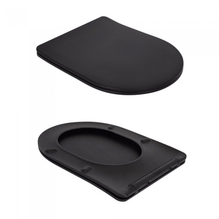 Унітаз підлоговий Qtap Robin Ultra Quiet безобідковий з сидінням Soft-close MATT BLACK QT13226083AMB Унітаз підлоговий Qtap Robin Ultra Quiet безобідковий з сидінням Soft-close MATT BLACK QT13226083AMB