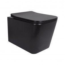 Унитаз подвесной Qtap Tern New Ultra Quiet с сиденьем с сиденьем Soft-Close MATT BLACK QT17332303ASMB Унитаз подвесной Qtap Tern New Ultra Quiet с сиденьем с сиденьем Soft-Close MATT BLACK QT17332303ASMB