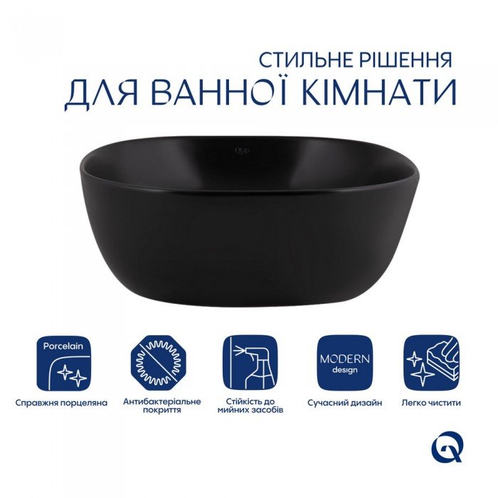 Раковина-чаша Qtap Kolibri 400x400x140 Matt black QT10112144MBMBN