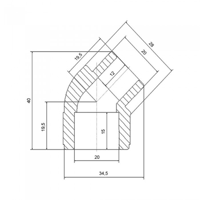 Уголок PPR Blue Ocean 20, 45° ВН