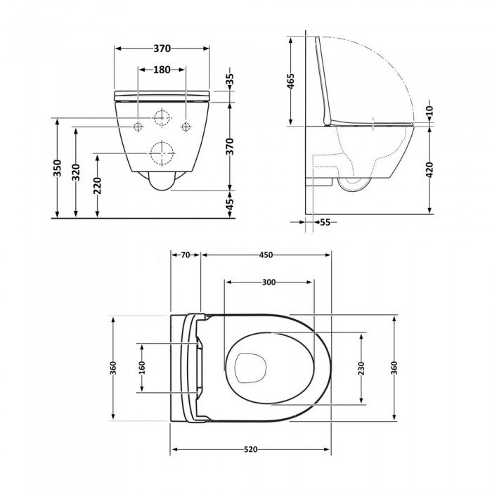 Унитаз подвесной Qtap Robin Ultra Quiet безободковый с сиденьем Soft-close 520x365x365 мм WHITE