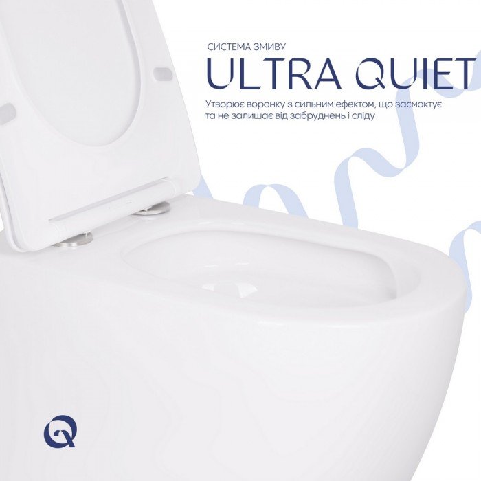 Унитаз подвесной Qtap Robin Ultra Quiet безободковый с сиденьем Soft-close 520x365x365 мм WHITE
