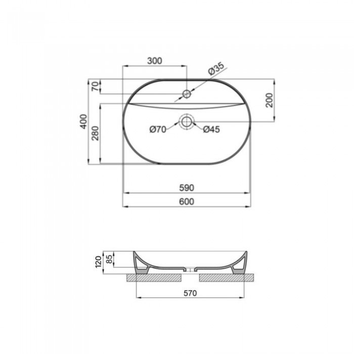 Раковина Qtap Scorpio 600х400х120 White QT14118045W