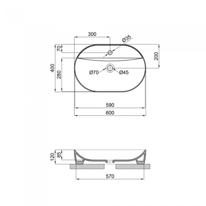Раковина-чаша Qtap Scorpio 600х400х120 Matt black QT142203MBMBN