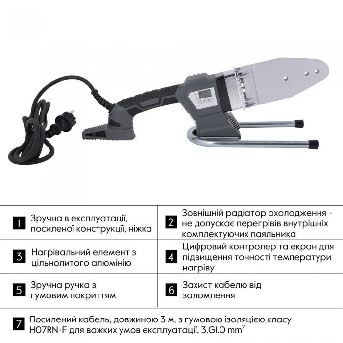 Паяльник для пластикових труб Thermo Alliance PRO-102 Ø20-63 (автоматичний з дісплеєм, 800W)