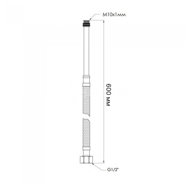 Шланг для подключения смесителя Thermo Alliance Standart (пара) 60 см NYLON M10x1/2"В длинная игла TAS386W60L