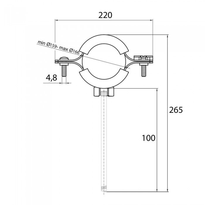 Хомут Thermo Alliance Standart 6" с черной резиной (D159-166 мм) SD100150B