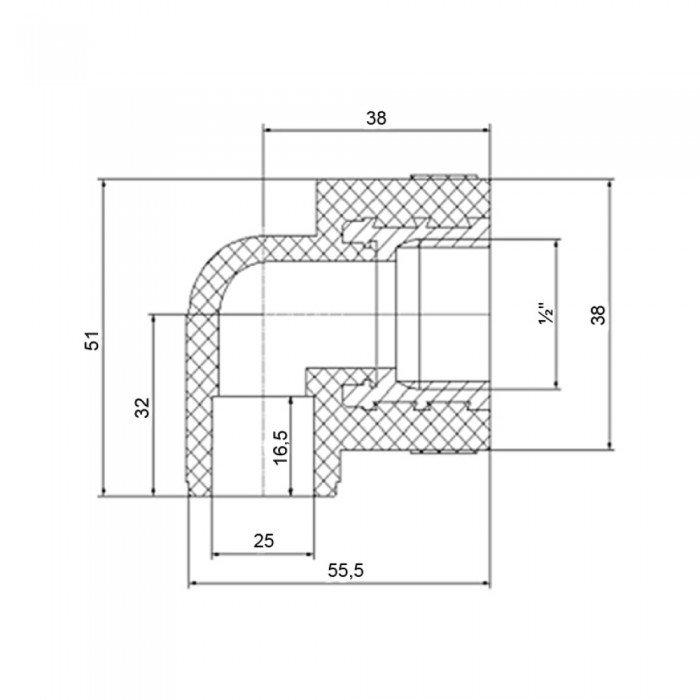 Уголок PPR Blue Ocean 25х1/2", 90° ВР