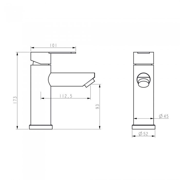 Смеситель для раковины Brinex Pure 001F низкий  Graphite BRIPUR001FGRP
