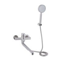 Смеситель для ванны Brinex Pure 005 с длинным поворотным изливом (с душевым гарнитуром) Nickel BRIPUR005NKL Смеситель для ванны Brinex Pure 005 с длинным поворотным изливом (с душевым гарнитуром) Nickel BRIPUR005NKL
