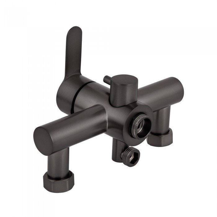 Змішувач для ванни Brinex Pure 005 з довгим поворотним виливом (з душовим гарнітуром) Graphite BRIPUR005GRP