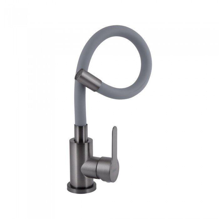 Смеситель для кухни Brinex Pure 015F3 с гибким изливом   Graphite/Grey BRIPUR015F3GRG